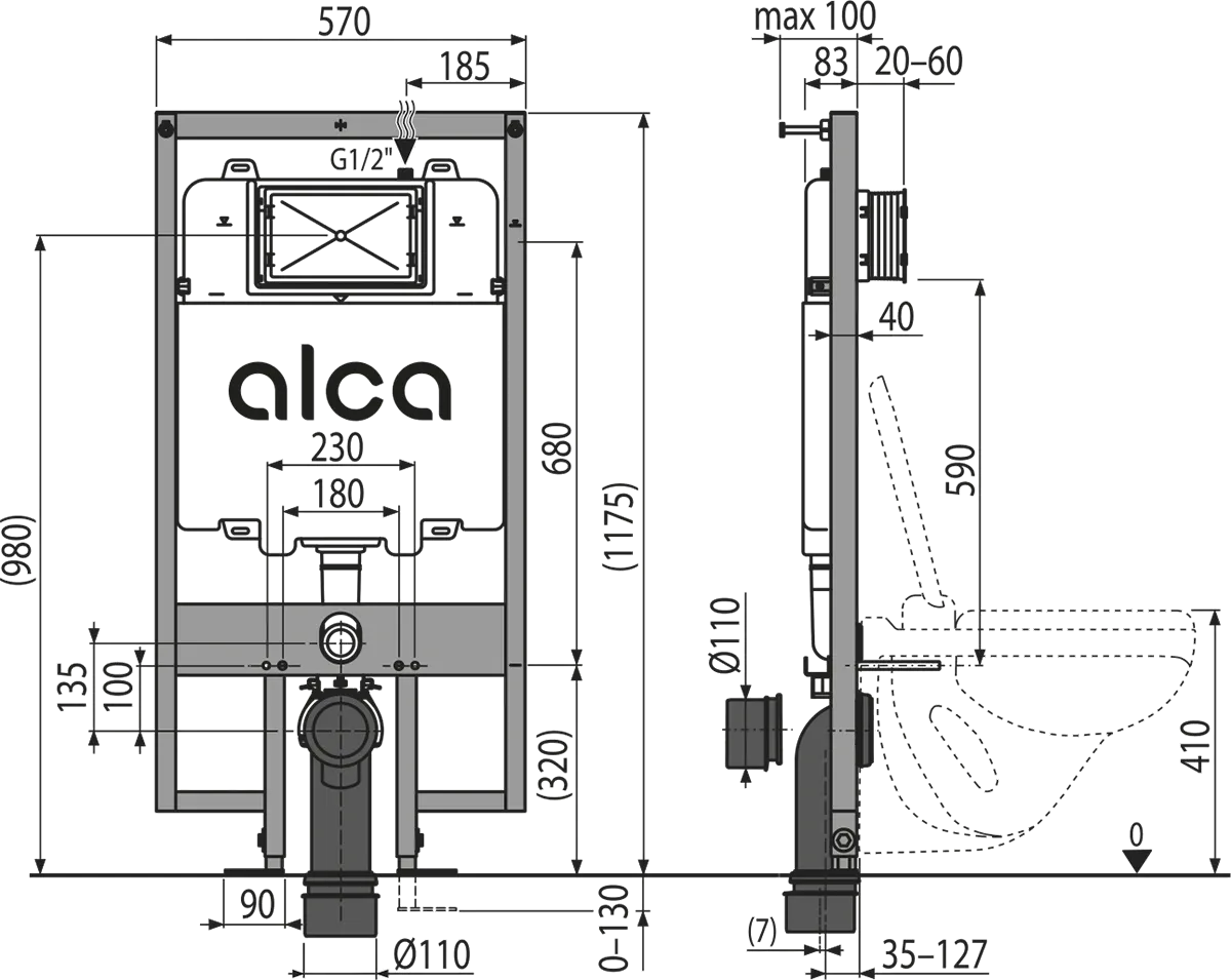 PRE-WALL INSTALLATION SYSTEM FOR GYPSUM BOARD FOR WALL HUNG WC SLIM