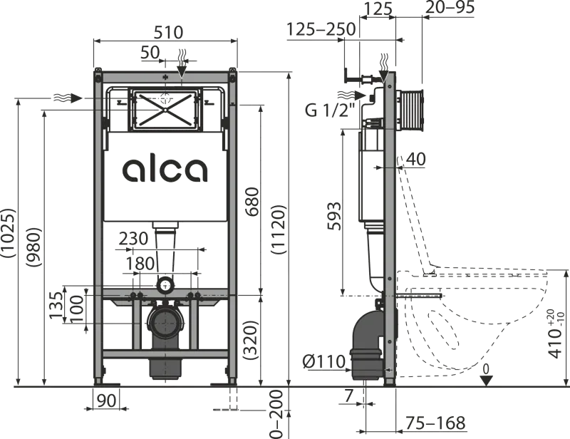 PRE-WALL INSTALLATION SYSTEM FOR GYPSUM BOARD FOR WALL HUNG WC