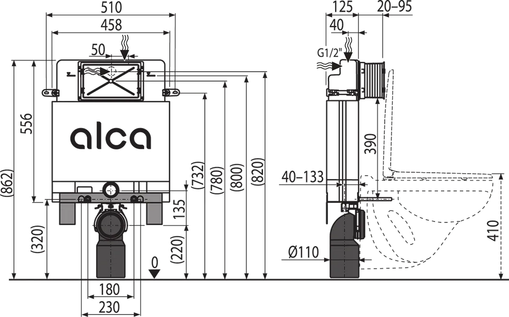 PRE-WALL INSTALLATION SYSTEM FOR BRICK WALL SHORT FOR WALL HUNG WC