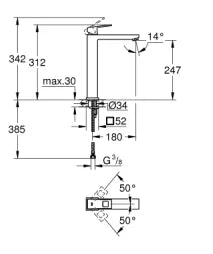 GROHE EUROCUBE SINGLE-LEVER BASIN MIXER 1/2″ XL-SIZE