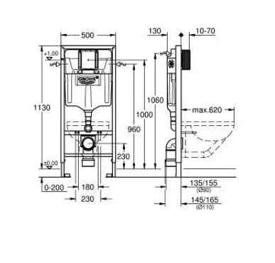 GROHE RAPID SL ELEMENT FOR WC, 1.13 M INSTALLATION HEIGHT