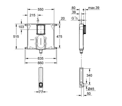 GROHE FLUSHING CISTERN FOR WC 80 MM