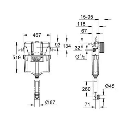 GROHE FLUSHING CISTERN GD 2