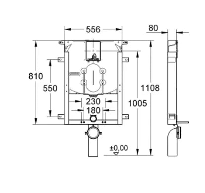 GROHE UNISET ELEMENT FOR WC WITH FLUSHING CISTERN 80 MM