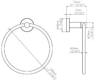 SKY HOTEL TOWEL RING – Chrome — technical drawing