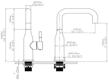 SKY PRIME Tall L-Size Basin Mixer – Satin — technical drawing