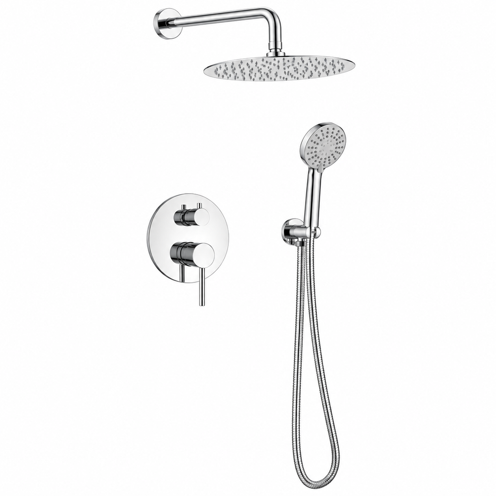 SKY COOL CONCEALED SHOWER MIXER SET 250MM SHOWER HEAD, SHOWER ARM, HOOK, FLEXIBLE, HAND SHOWER BRASS CHROME