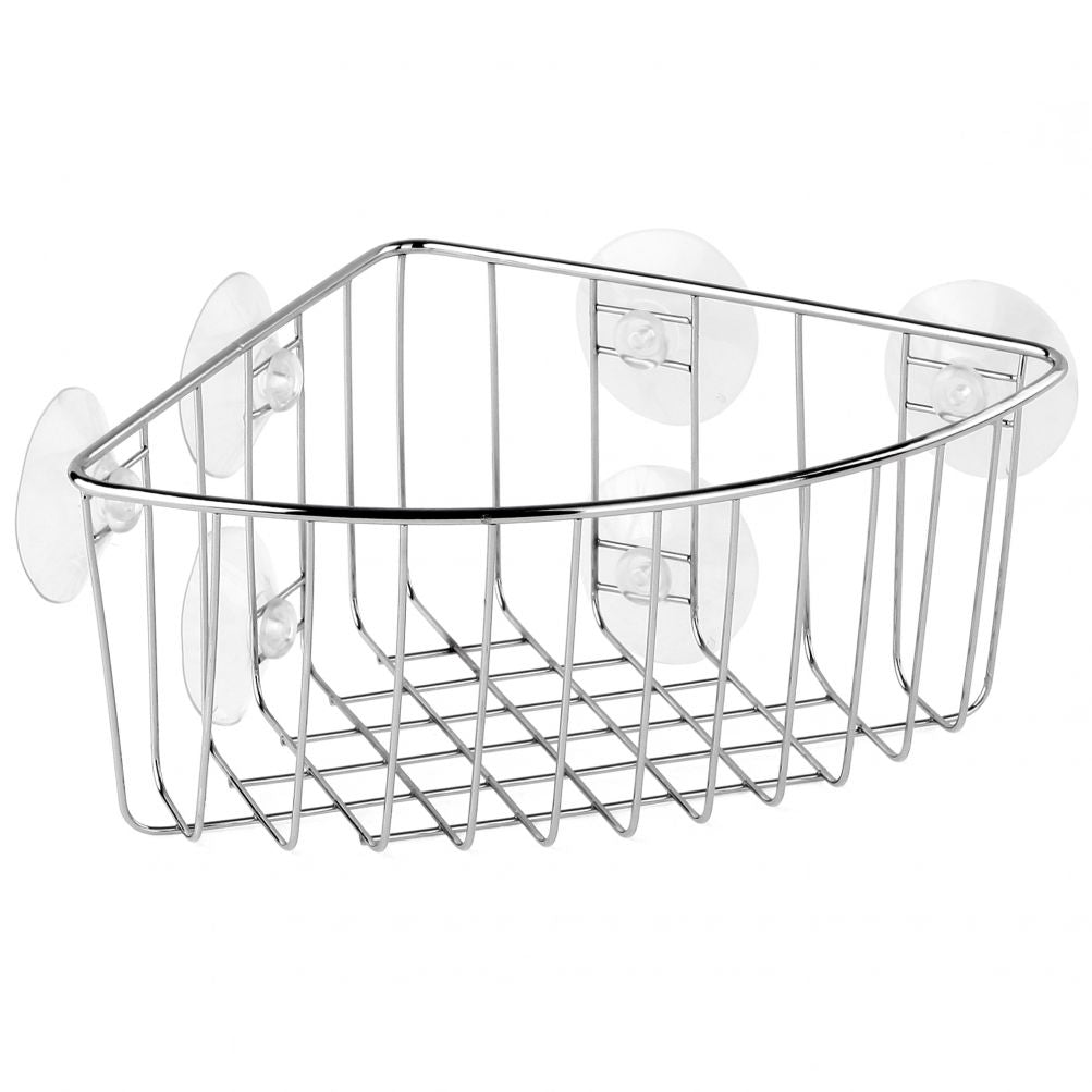 TATAY KROM CORNER WIRE SHELF W/SUCTION PAD 19X19X10CM CHROME