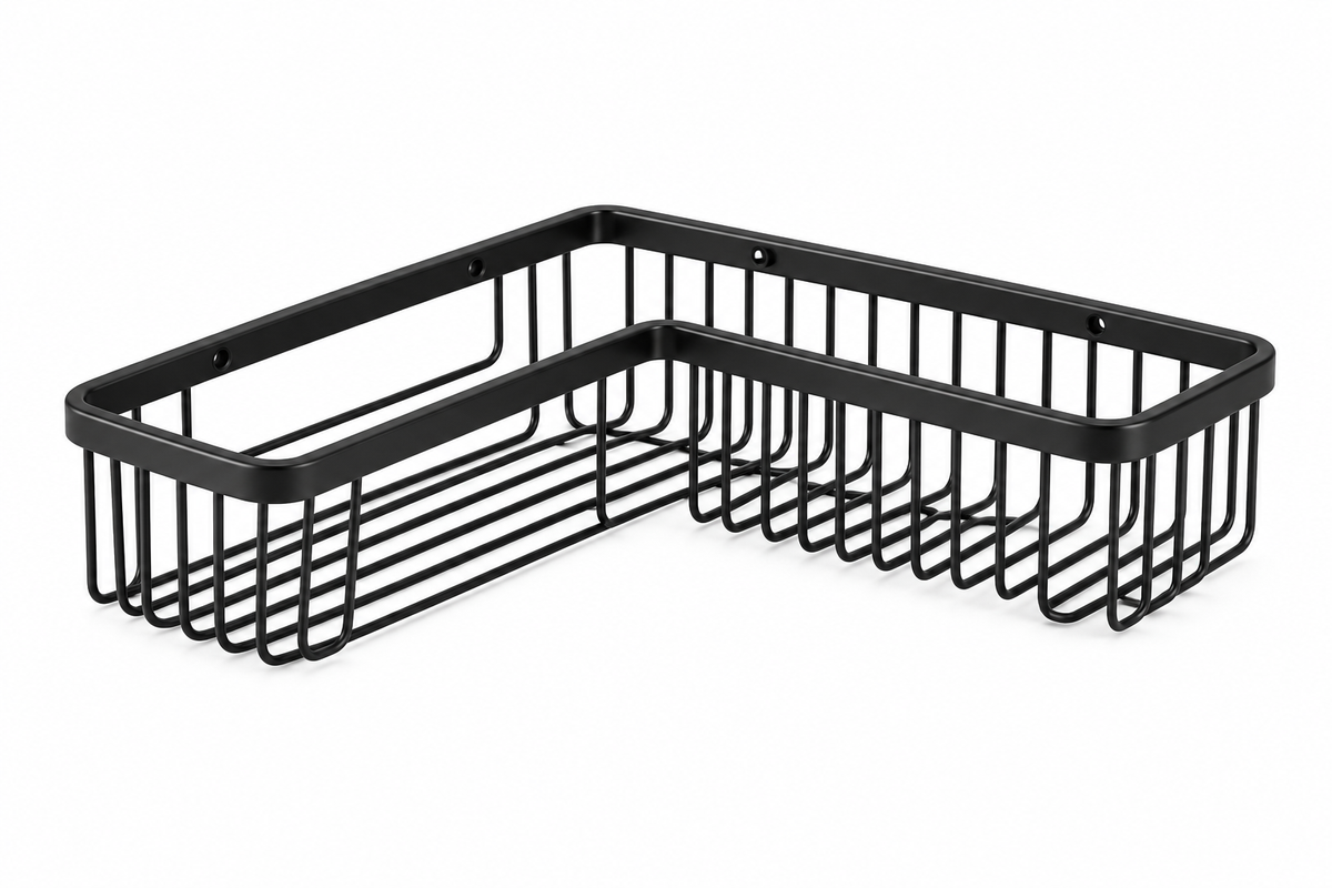 TATAY aluminium plus QF rectangular corner storage basket in black