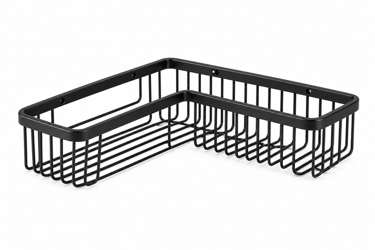 TATAY aluminium plus QF rectangular corner storage basket in black