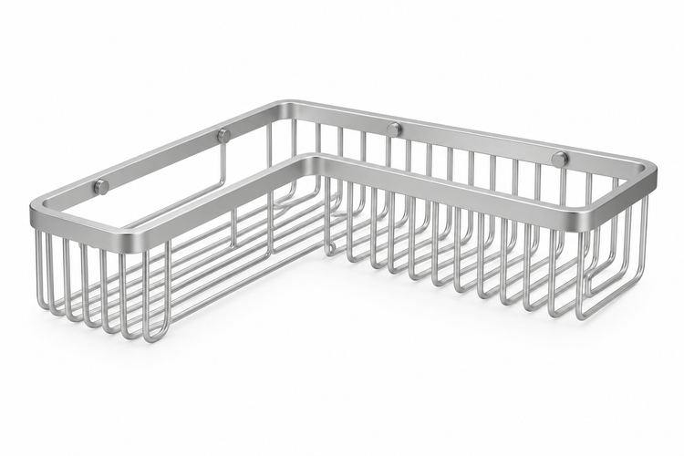 TATAY aluminium plus QF rectangular corner storage basket in satin chrome