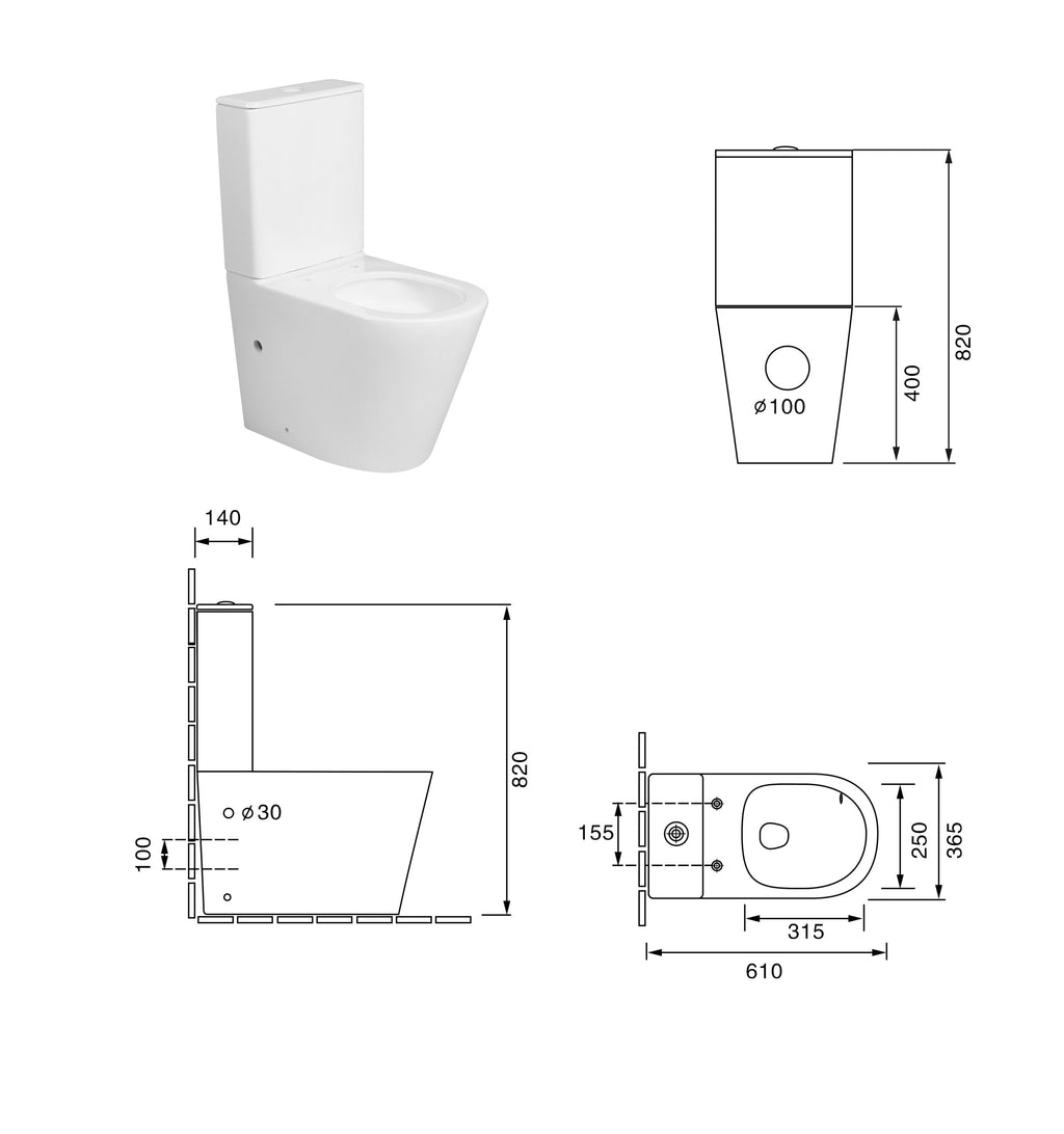 MATRIX TORNADO COMPLETE SET TOILET P-TRAP 180MM / S-TRAP 220MM