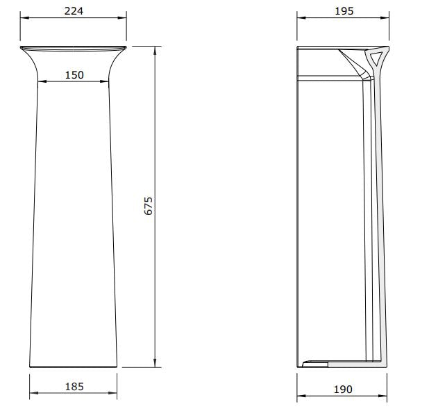 (103300 & 103200) AVEIRO WALL HUNG BASIN WITH PEDESTAL 550x455x150MM