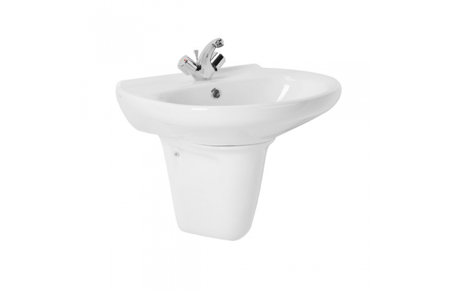 (103310 & 103220) AVEIRO WALL HUNG BASIN WITH HALF PEDESTAL 595x505x150MM