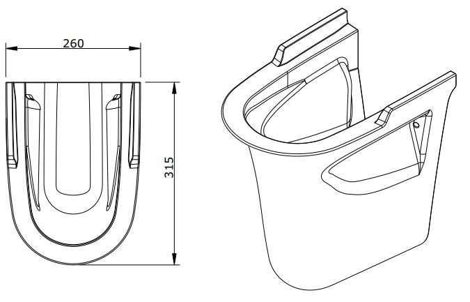 (103310 & 103220) AVEIRO WALL HUNG BASIN WITH HALF PEDESTAL 595x505x150MM