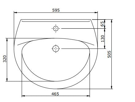 (103310 & 103220) AVEIRO WALL HUNG BASIN WITH HALF PEDESTAL 595x505x150MM