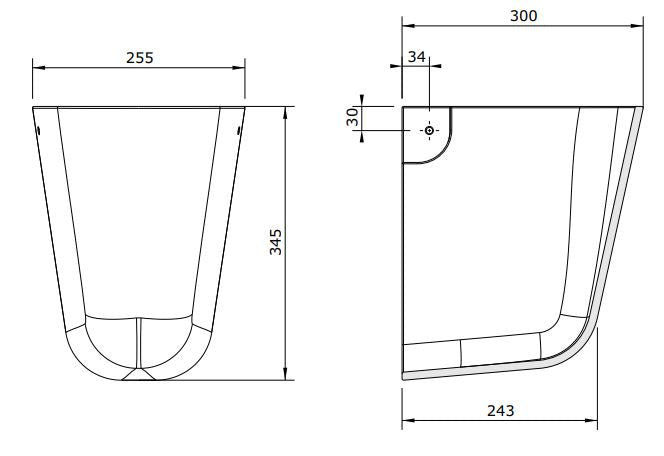 (110300&110220) CETUS WALL HUNG BASIN WITH HALF PEDESTAL 559x435x150MM
