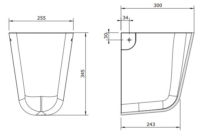 (110220) CETUS WALL HUNG PEDESTAL 300x255x345MM