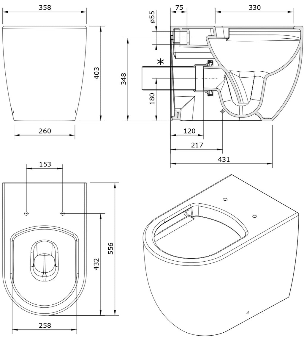 (137012004) SANIBOLD RIMFLUSH COMPLETE FLOOR STANDING TOILET