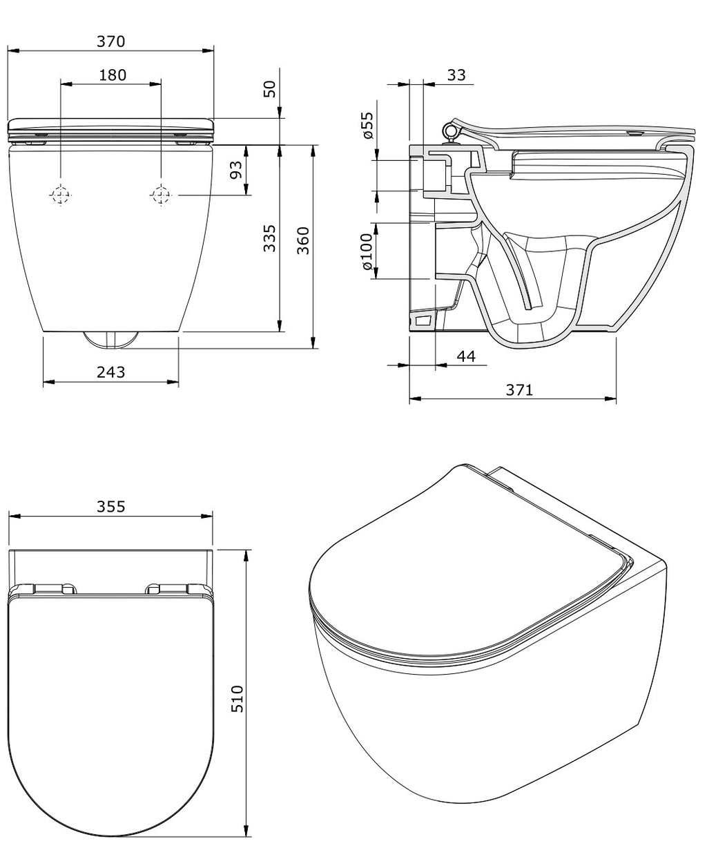 (137938004) SANIBOLD 50 COMPLETE WALL HUNG TOILET