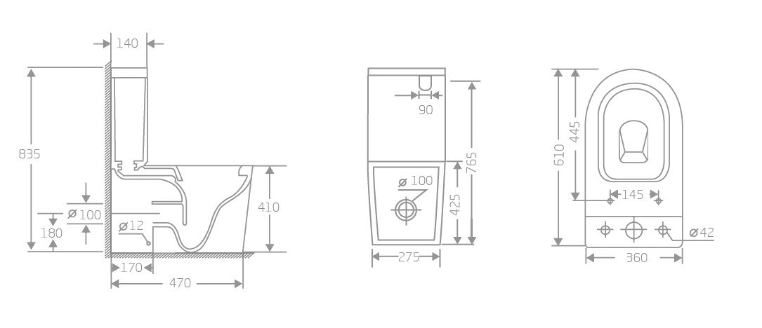 MATRIX PLUS TORNADO P-TRAP/S-TRAP 180MM COMPLETE SET TOILET