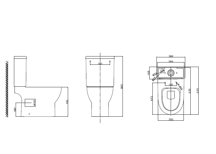 LORENA COMPLETE SET TOILET P-TRAP 180MM
