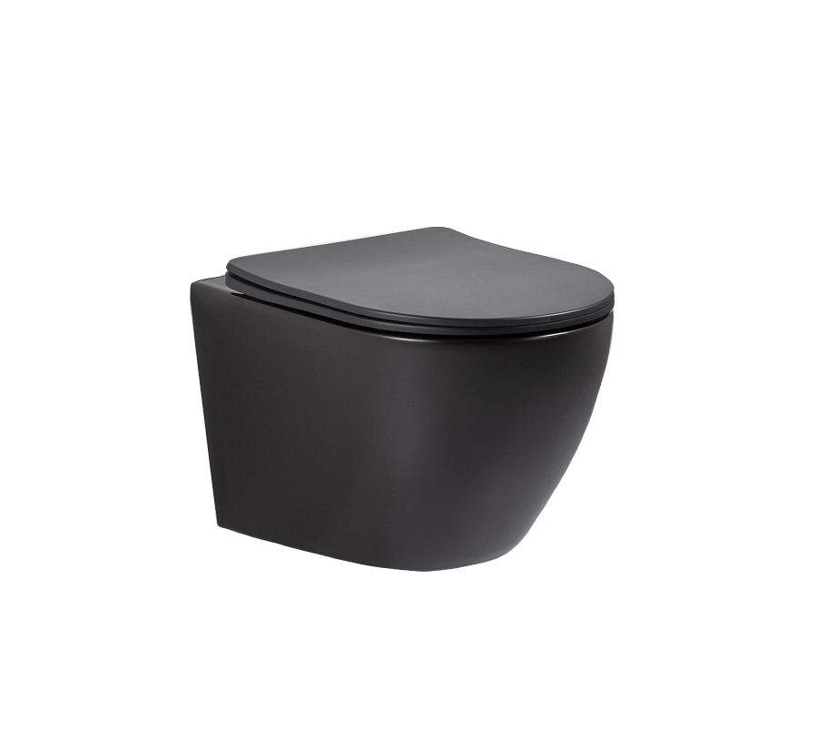 BLACK MATTE RIMLESS WALL HUNG TOILET