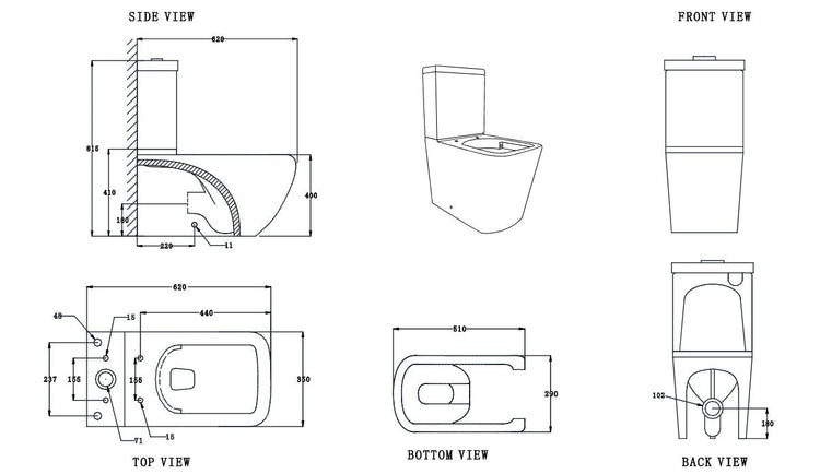RAMA RIMLESS COMPLETE SET TOILET