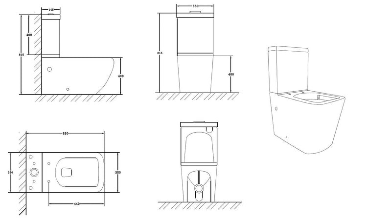 RAMA RIMLESS COMPLETE SET TOILET