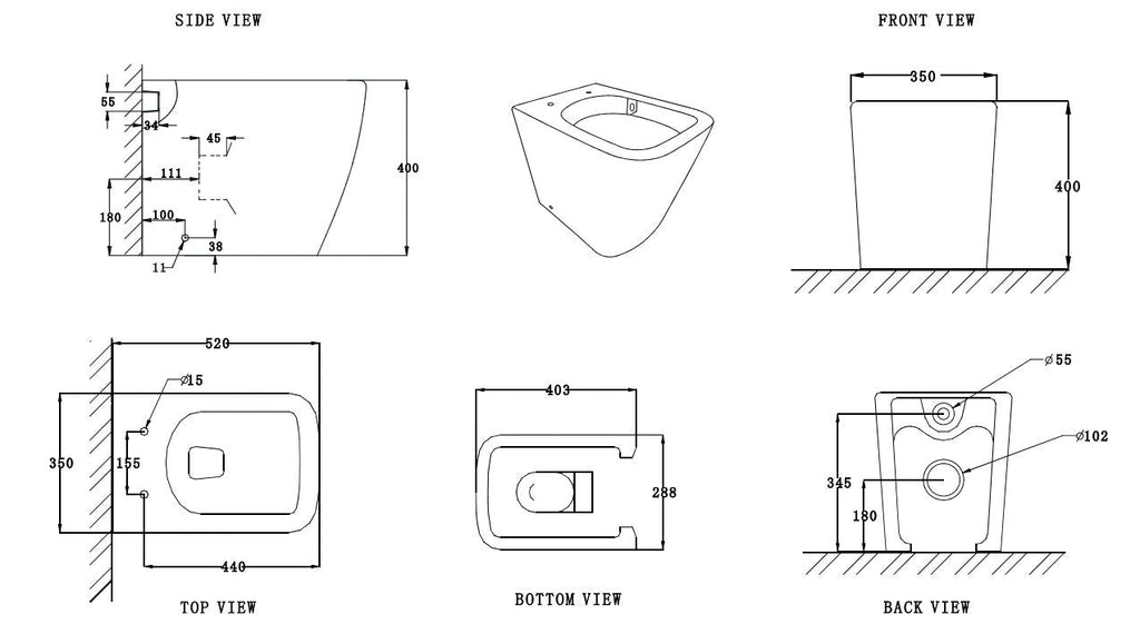 RAMA RIMLESS COMPLETE FLOOR STANDING SET TOILET