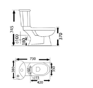 BL101&BL101A HARMONY COMPLETE SET TOILET P-TRAP 180MM