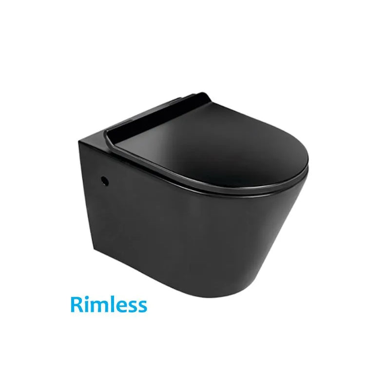RIMLESS BLACK WALL HUNG TOILET