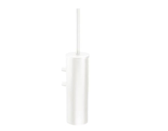 WHITE WALL MOUNTED TOILET BRUSH WITH SHORT HANDLE