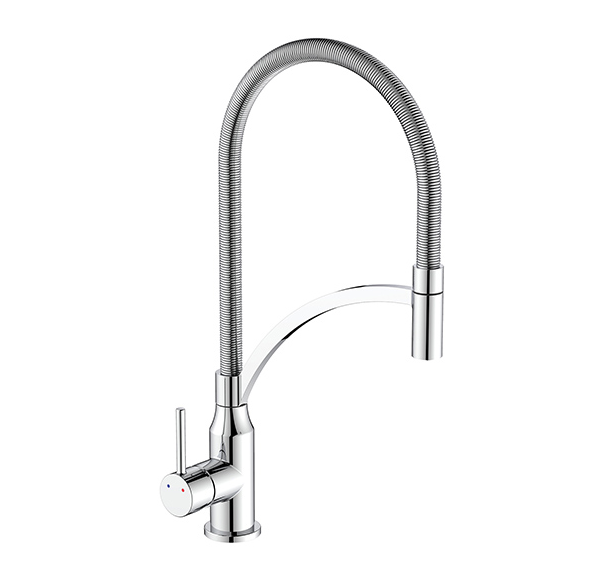 KITCHEN MIXER WITH SIDE LEVER AND SWIVEL SPRING