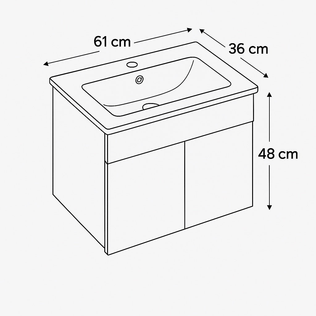 EMILY 2 WHITE WALL HUNG CABINET WITH/WITHOUT BASIN