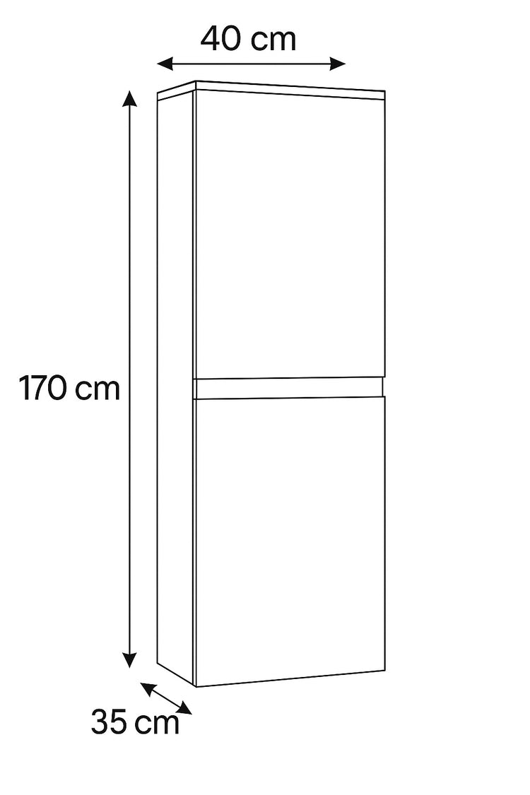 CURVE SIDE CABINET WHITE H1700xW400xD350